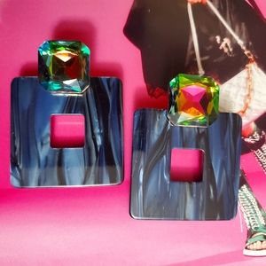 Resin And Crystal Square Door Knocker Gold Tone Postback